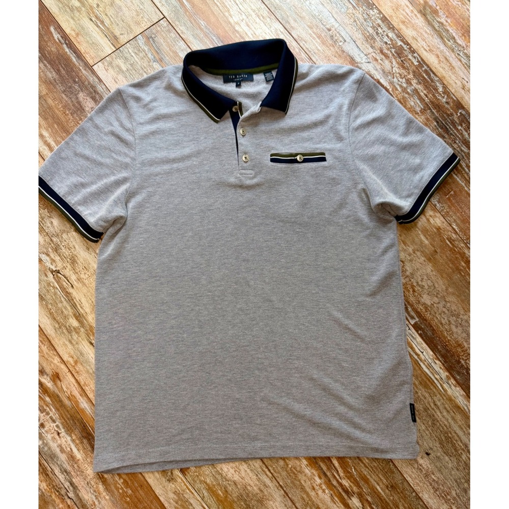 Ted Baker Grey Polo with Navy Trim
